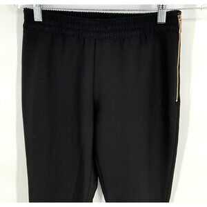 Kate Spade Black Elastic‎ Waist Trousers Side Gold Tone Zipper Size 2